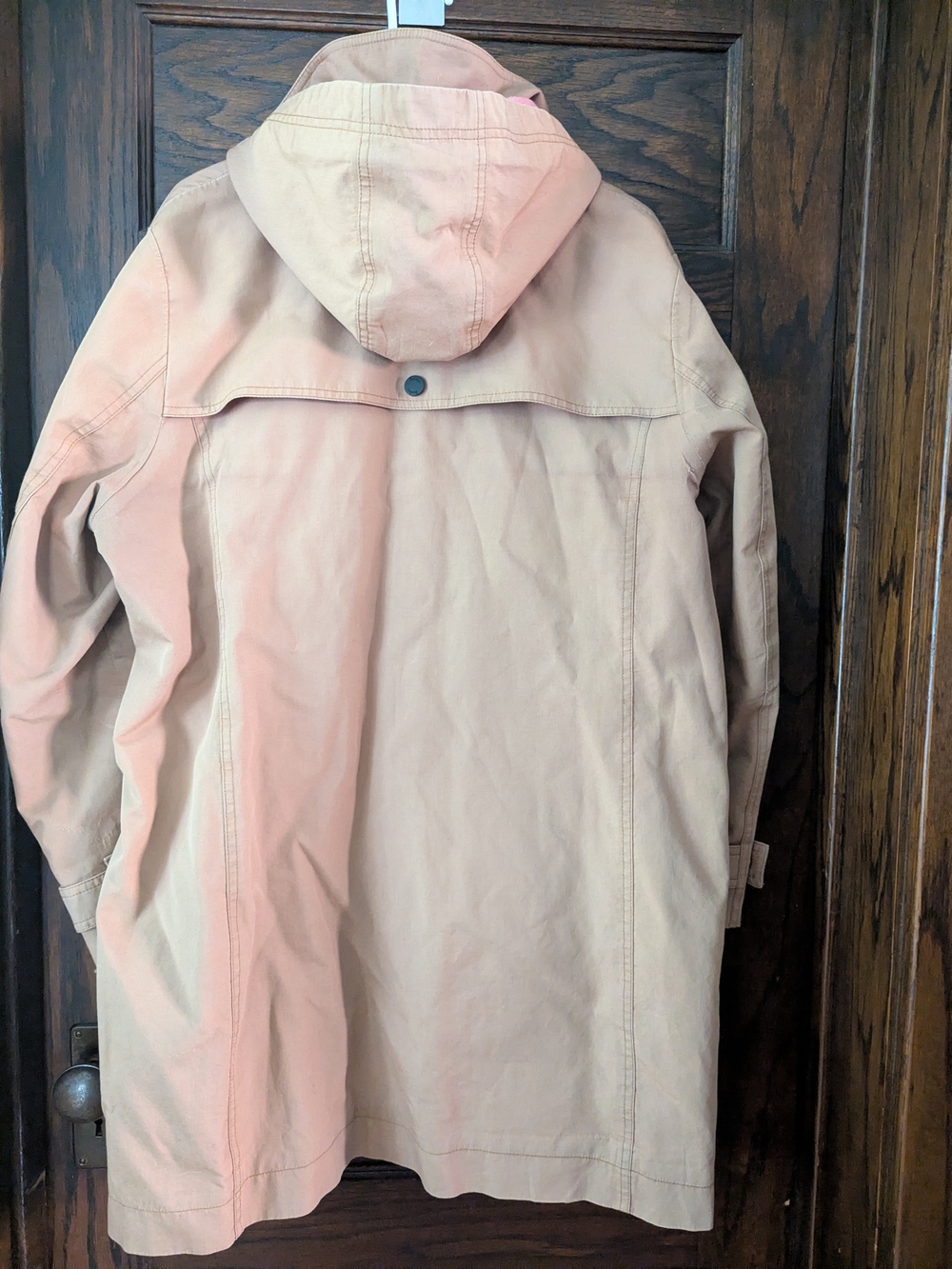 Boden Heavy Camel Trench Coat Removable Hood Pink Fleece Lined - US 16/18 UK20 - Picture 3 of 9